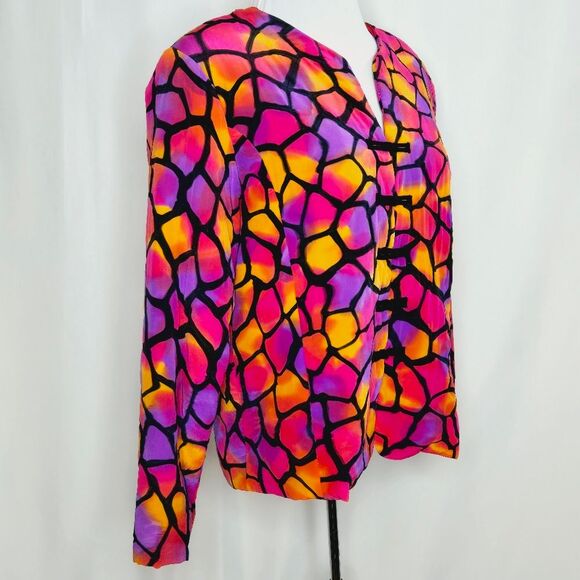 Aliki Yamani Creations Siesta 100% Silk Hand Painted Quilted Jacket Size Large - Picture 3 of 11